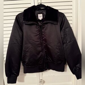 Gap bomber jacket with faux fur collar